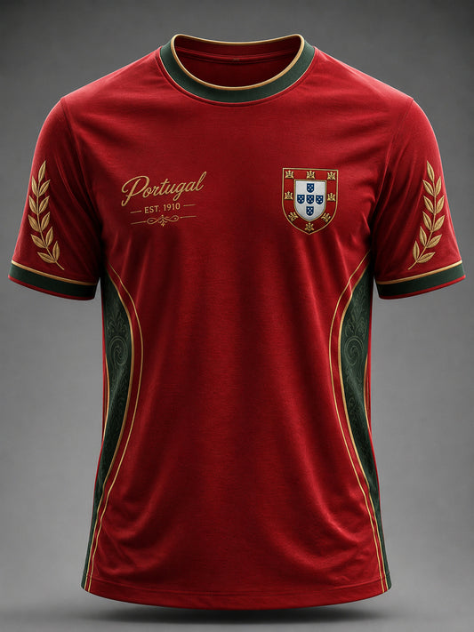 Camiseta masculina estampada com futebol português