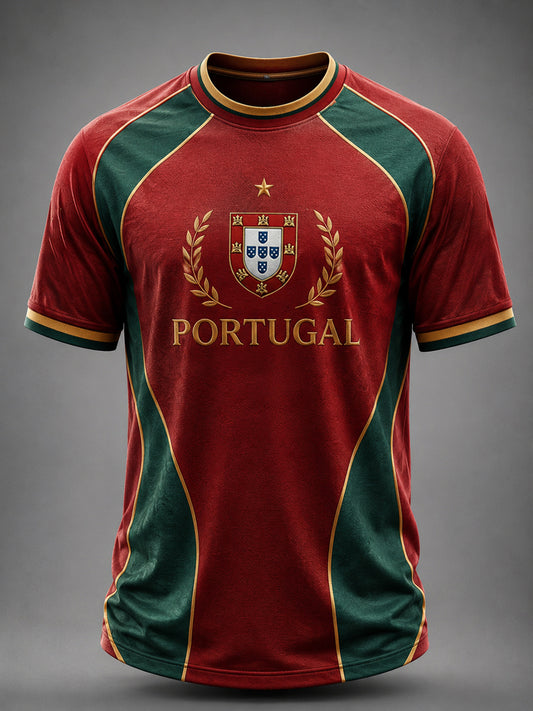 Camiseta masculina estampada com futebol português