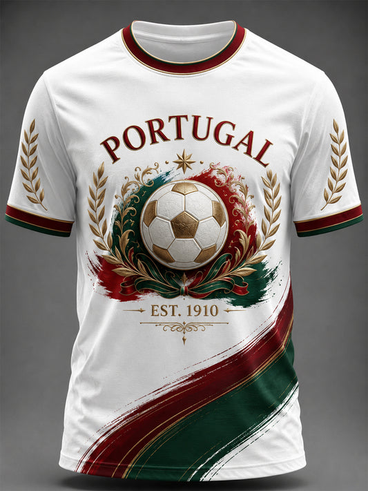 Camiseta masculina estampada com futebol português