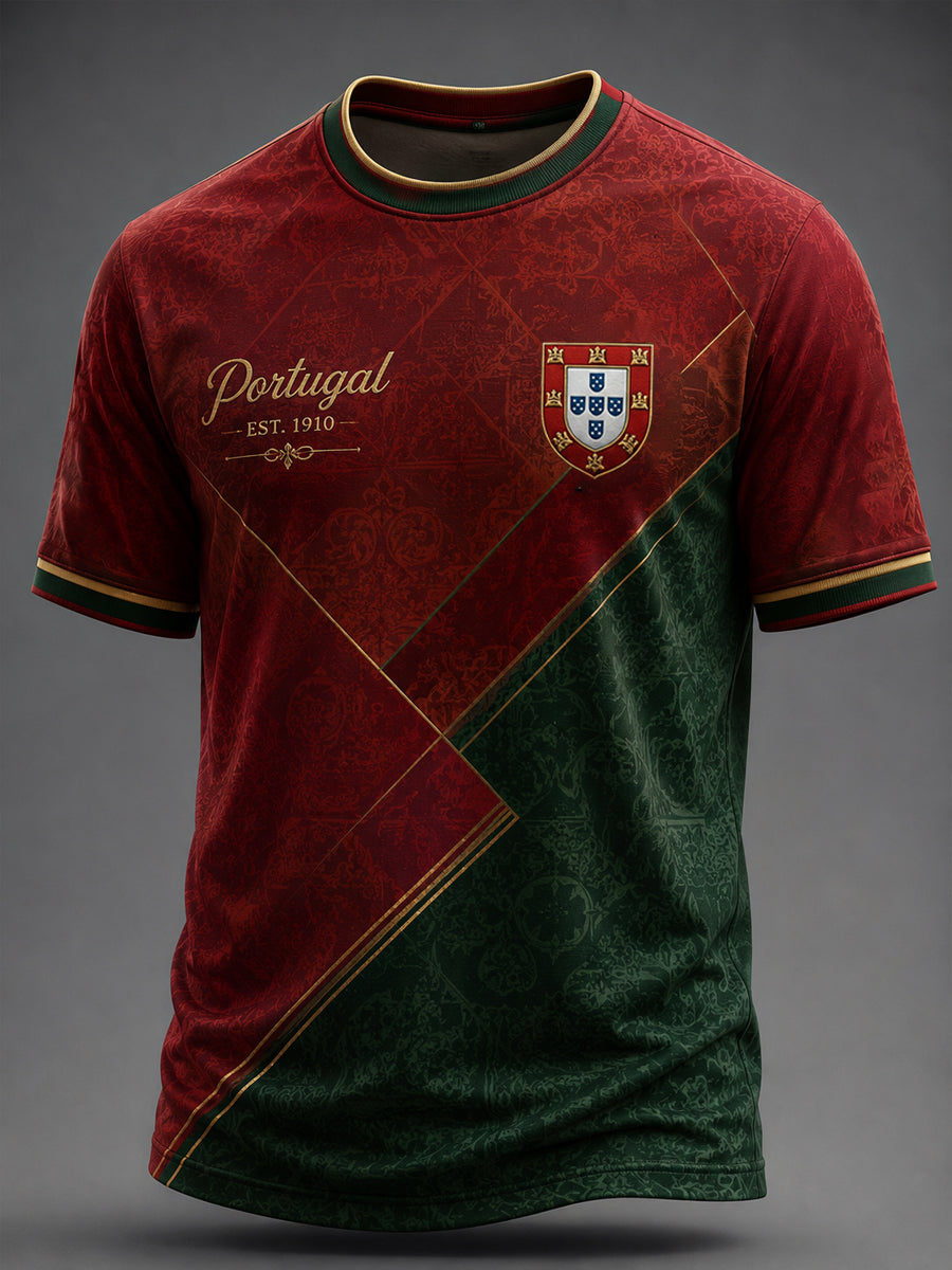 Camiseta masculina estampada com futebol português
