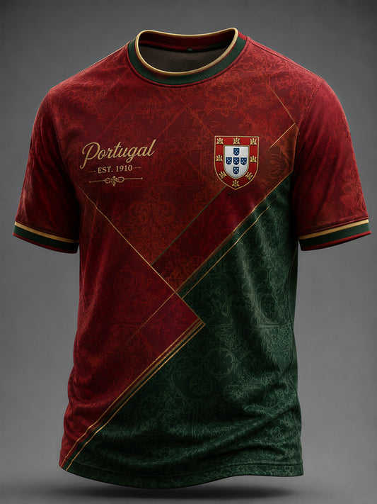 Camiseta masculina estampada com futebol português