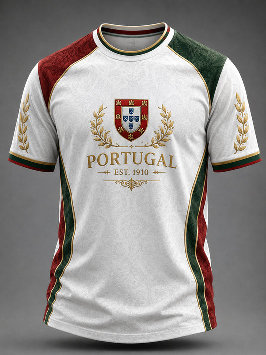 Camiseta masculina estampada com futebol português