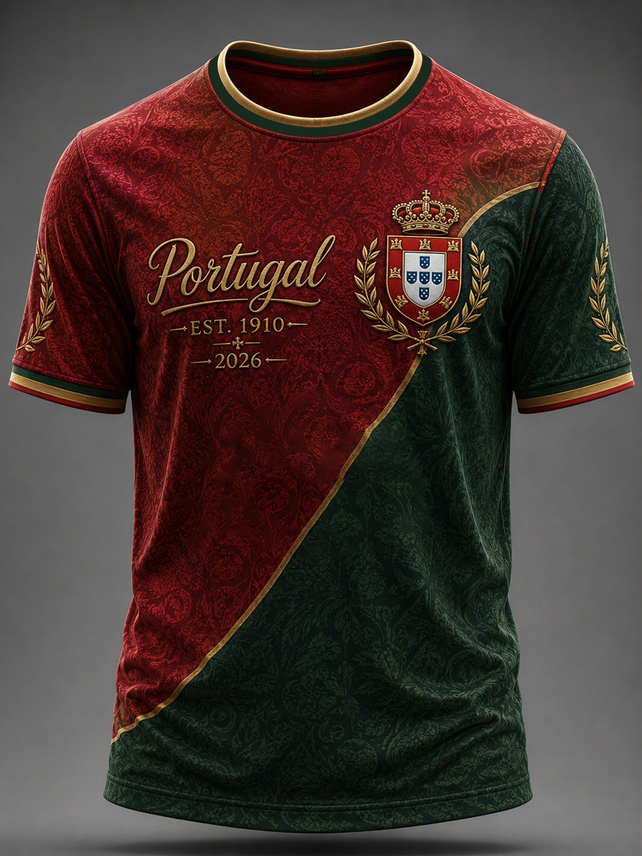 Camiseta masculina estampada com futebol português