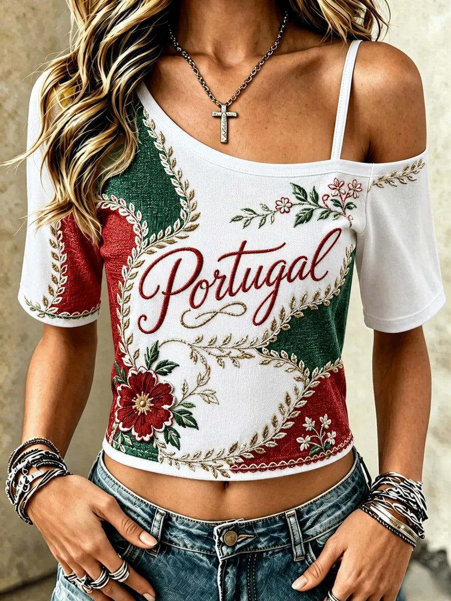 T-shirt Estampada Futebol Feminino de Portugal