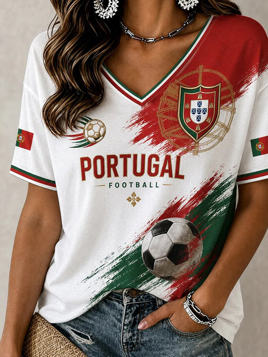 Camiseta estampada de futebol feminino de Portugal