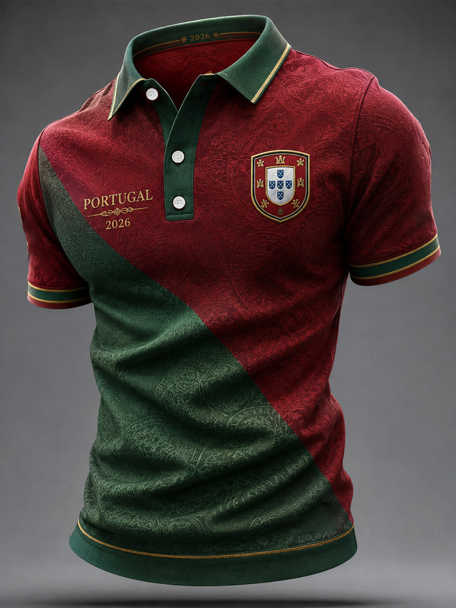 Camiseta casual masculina com estampa de futebol português