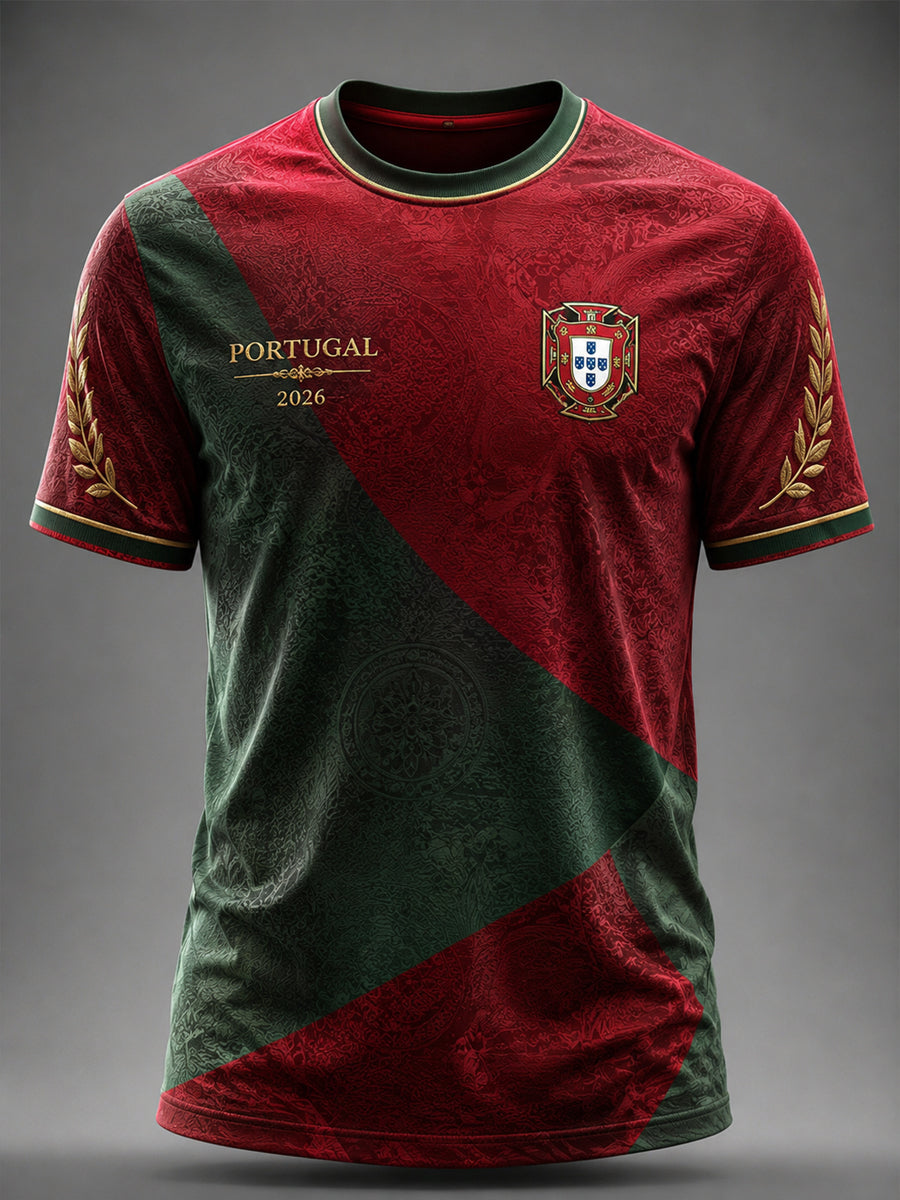 Camiseta masculina estampada com futebol português