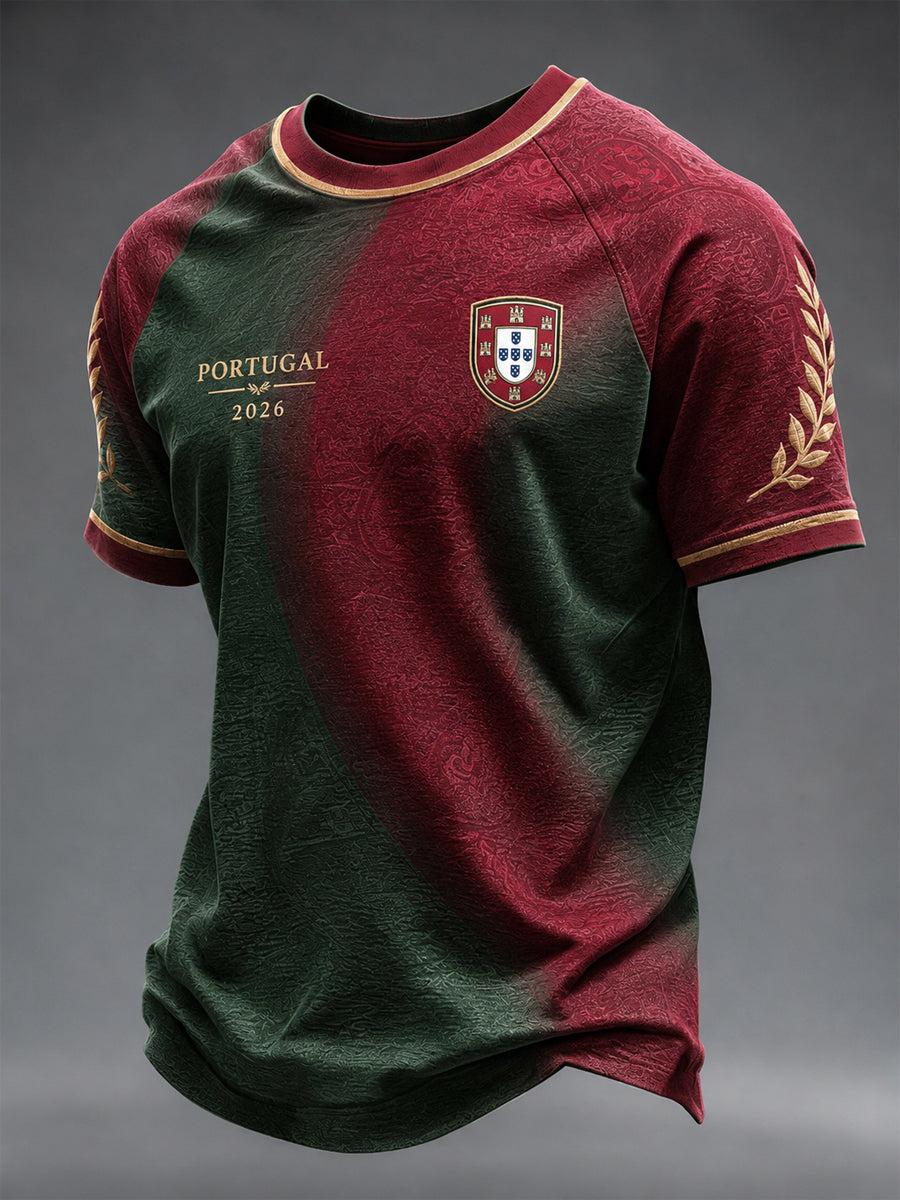 Futebol Português Masculino com Decote V T-shirt