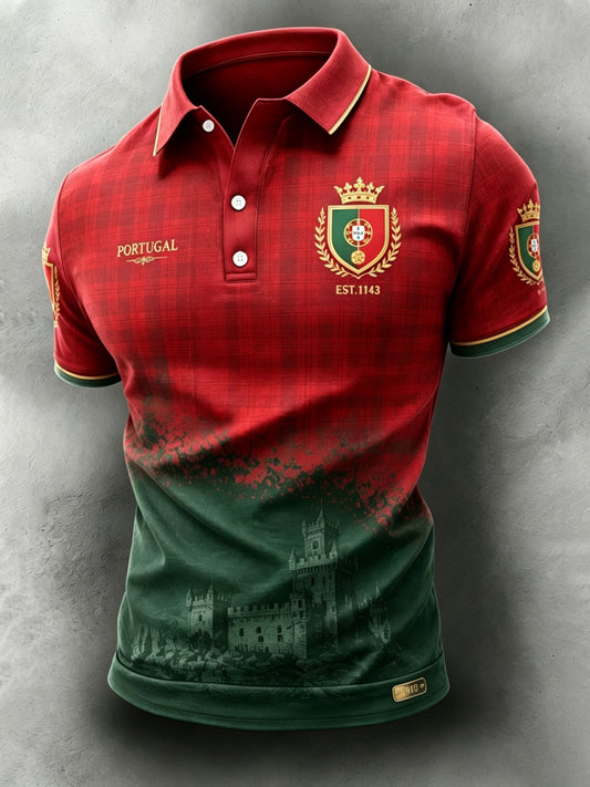 Futebol Português Masculino Jogo Torcendo Fan Cultura Arte Impressão Polo