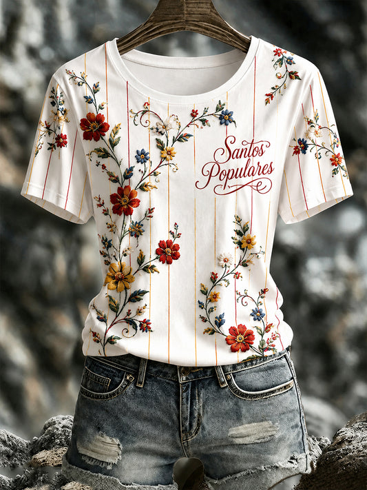 Camiseta Estampada Cultural e Artística do Dia de São do Povo Português Feminino