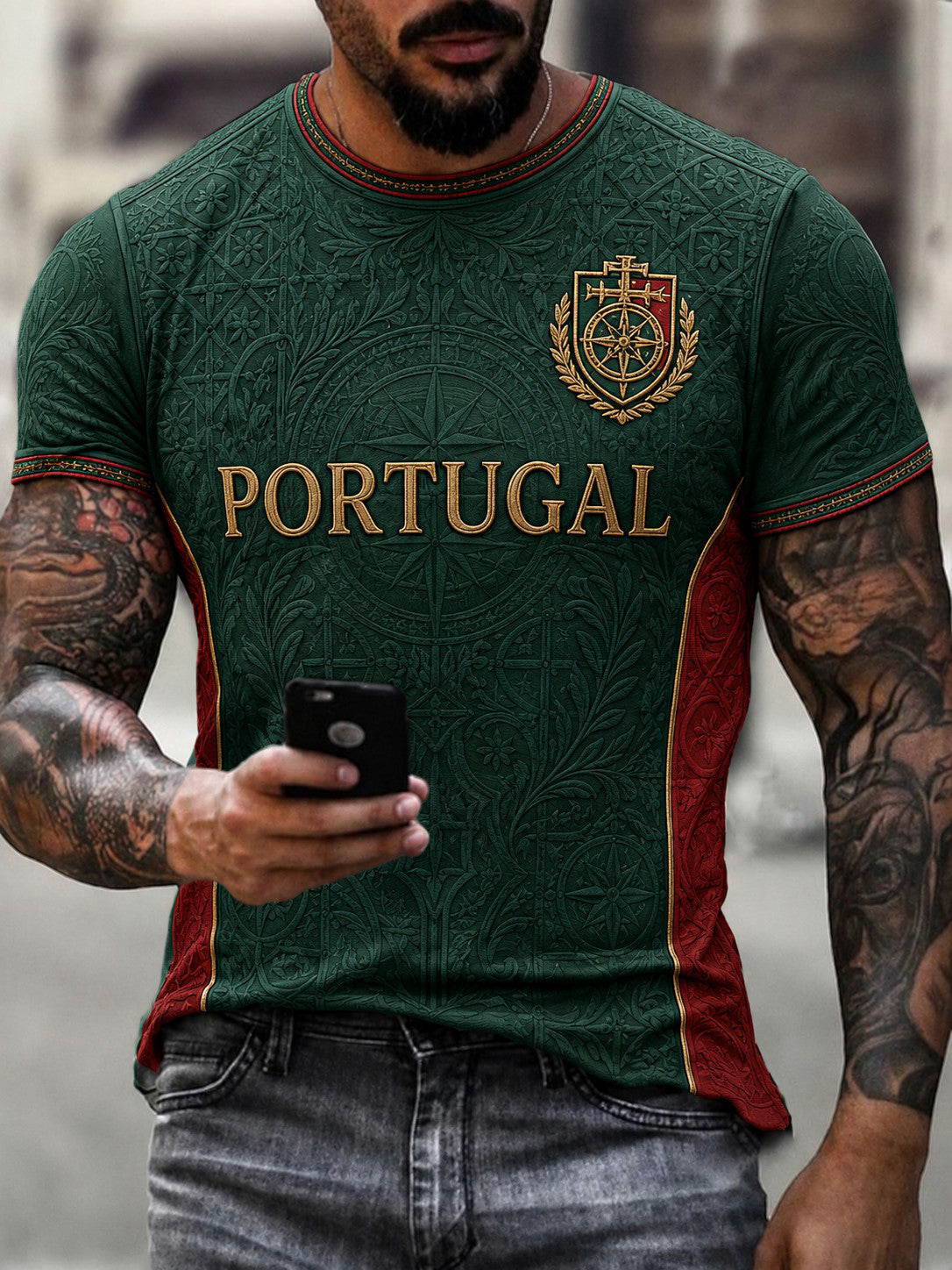 Camiseta masculina com estampa da seleção de futebol de Portugal