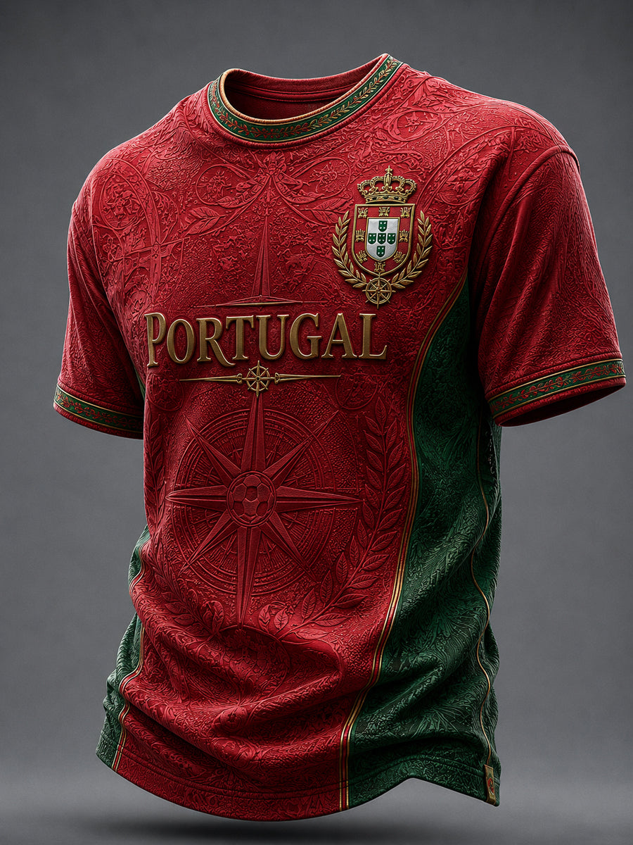 Camiseta masculina estampada com futebol português