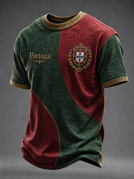 Camiseta masculina estampada com futebol português