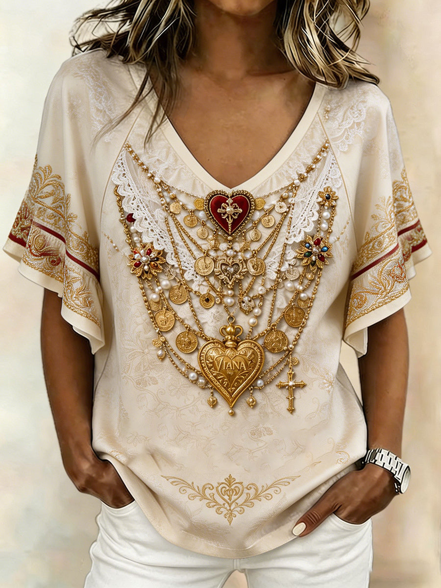 Camiseta Estampada com Arte das Festas de Agonia, Portugal, Feminina
