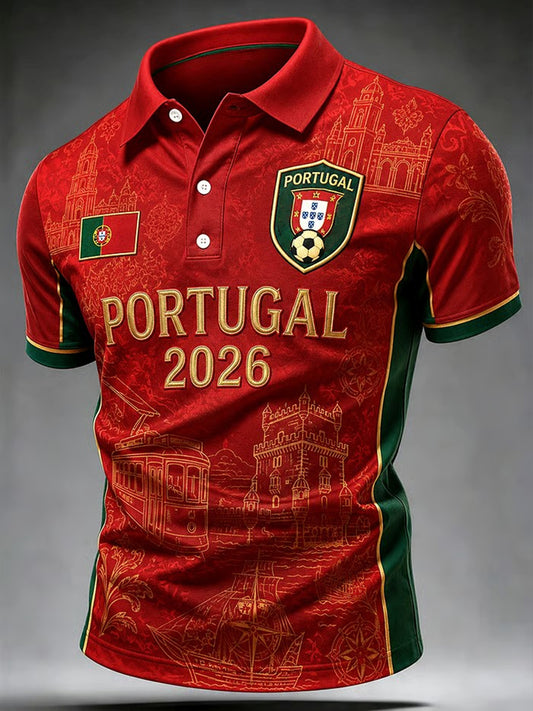 Camiseta casual masculina com estampa de futebol português