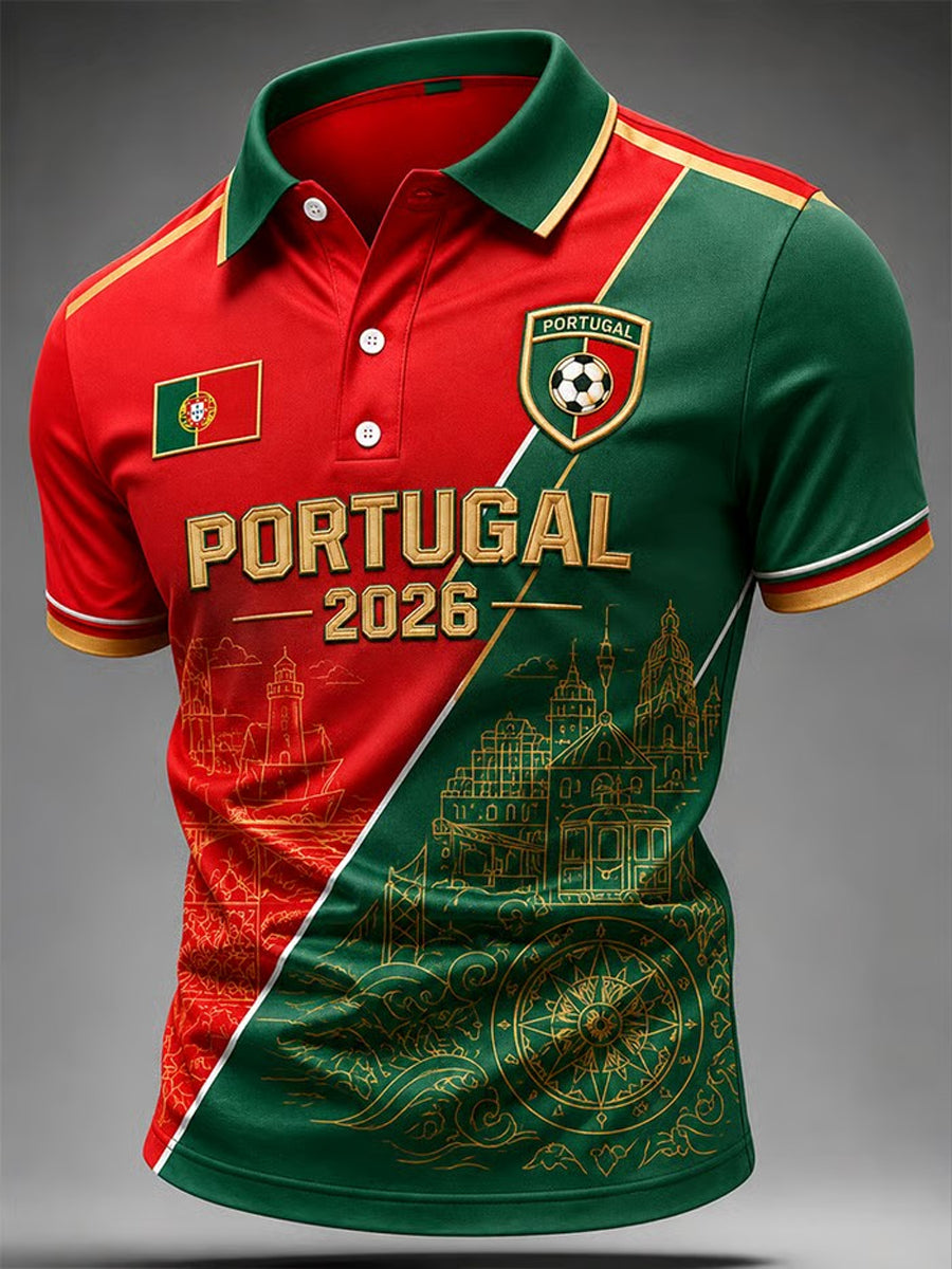 Camiseta casual masculina com estampa de futebol português