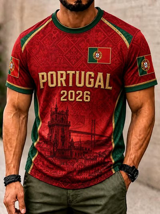 Camiseta masculina estampada com futebol português