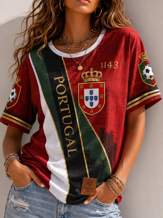 Futebol de Portugal Feminino Pizza Cheering Element Top Impressão artística