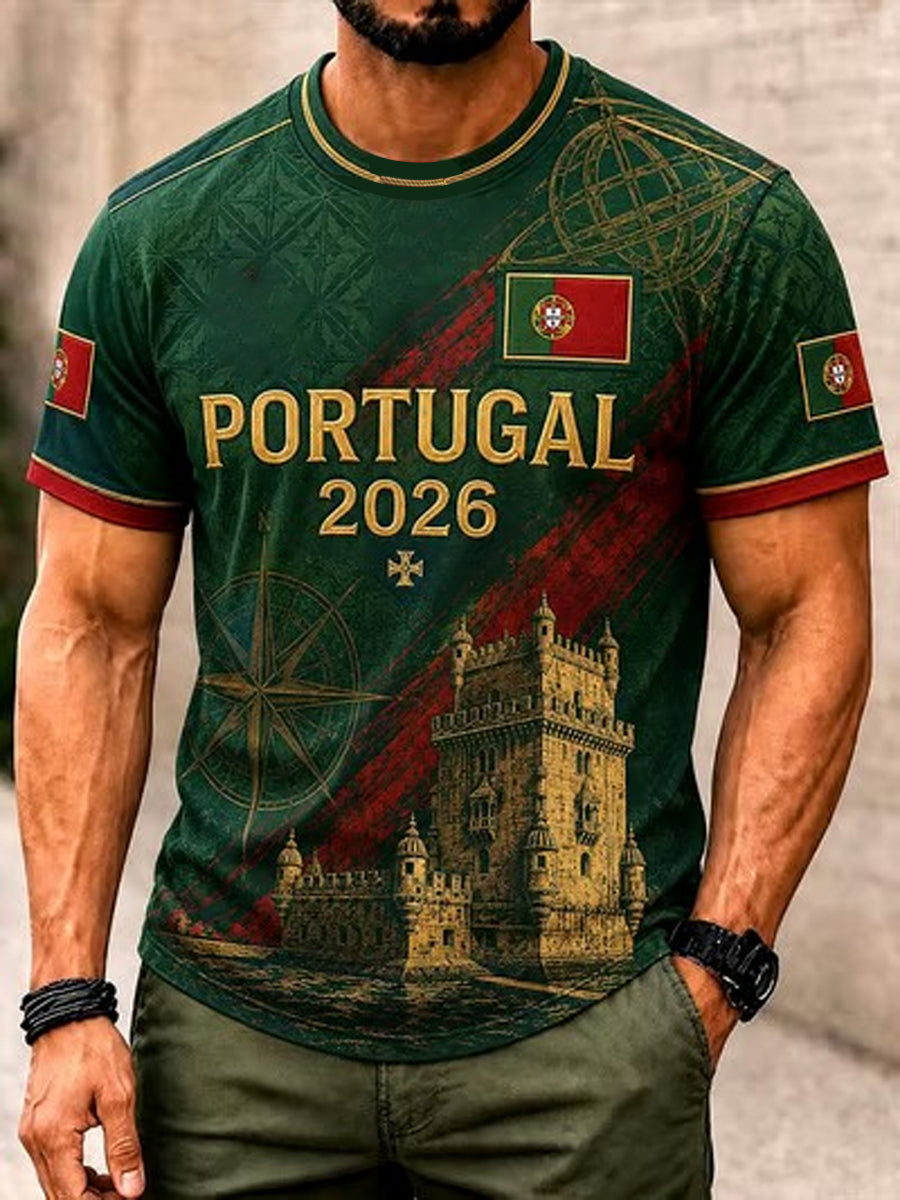 Camiseta masculina estampada com futebol português