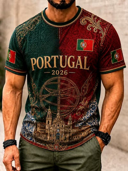 Camiseta masculina estampada com futebol português