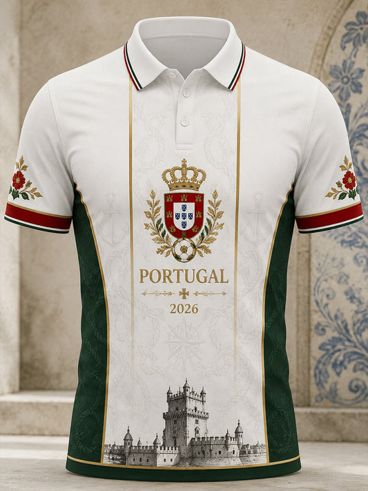 Futebol Português Masculino Pizza Cheering Elemento Polo de Impressão Artística