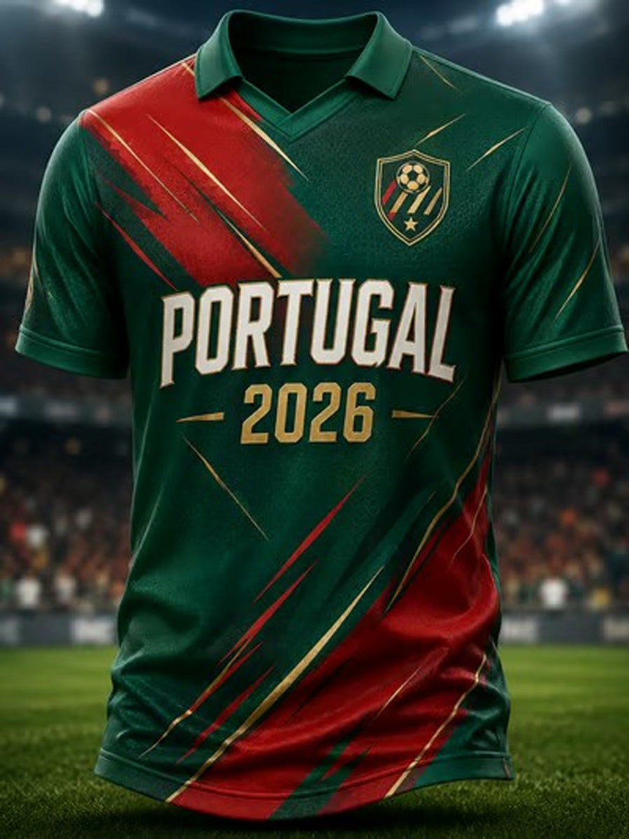 Camiseta masculina estampada com futebol português