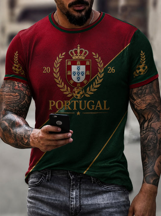 Camiseta masculina estampada com futebol português