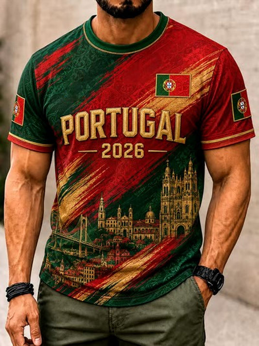 Camiseta masculina estampada com futebol português