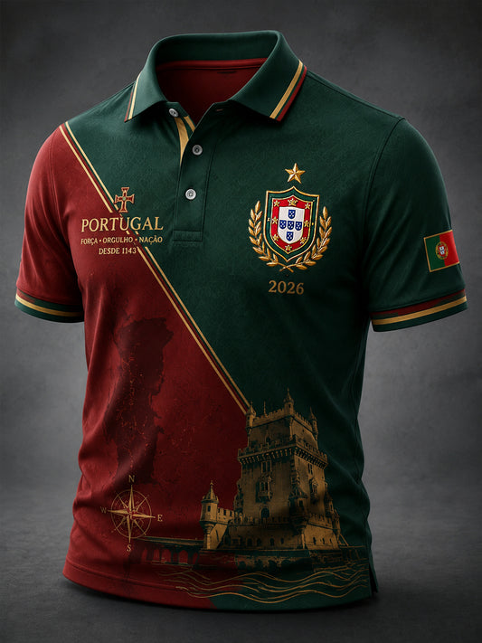 Polo Retro Futebol Português Clássico Casual