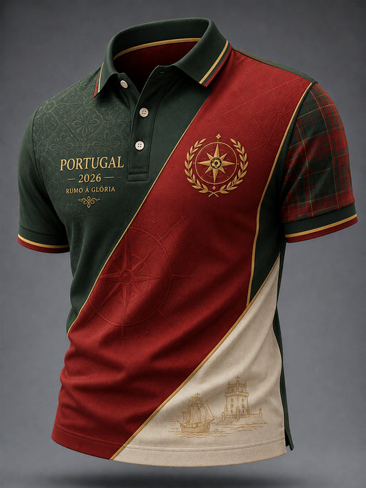 Polo Casual Clássico para Fãs de Futebol Vintage Português