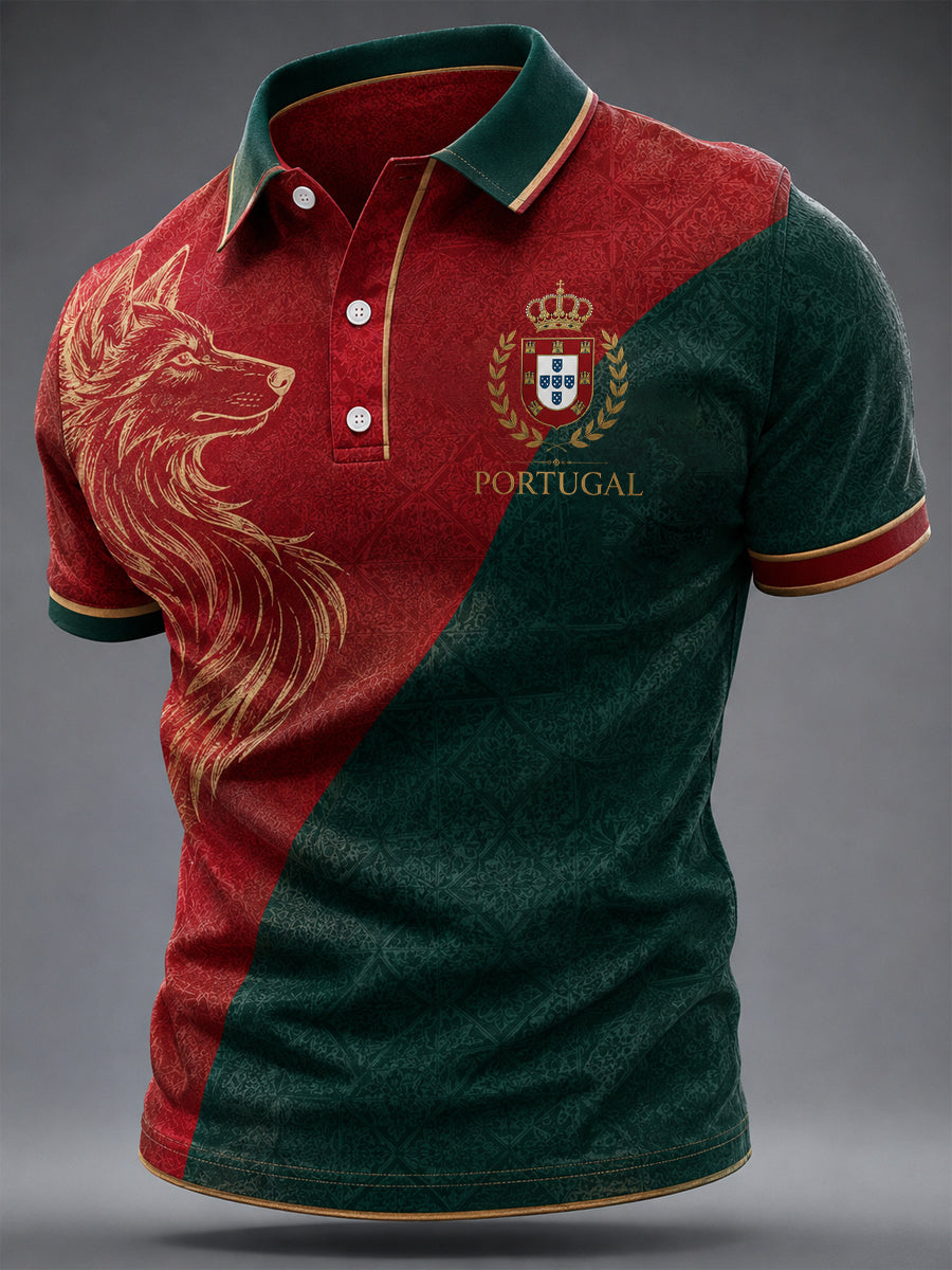 Camiseta casual masculina com estampa de futebol português