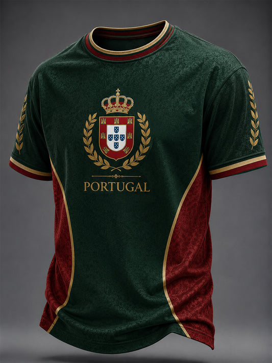 Camiseta masculina estampada com futebol português