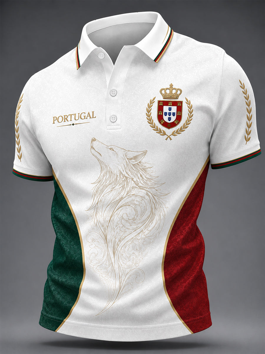Camiseta casual masculina com estampa de futebol português