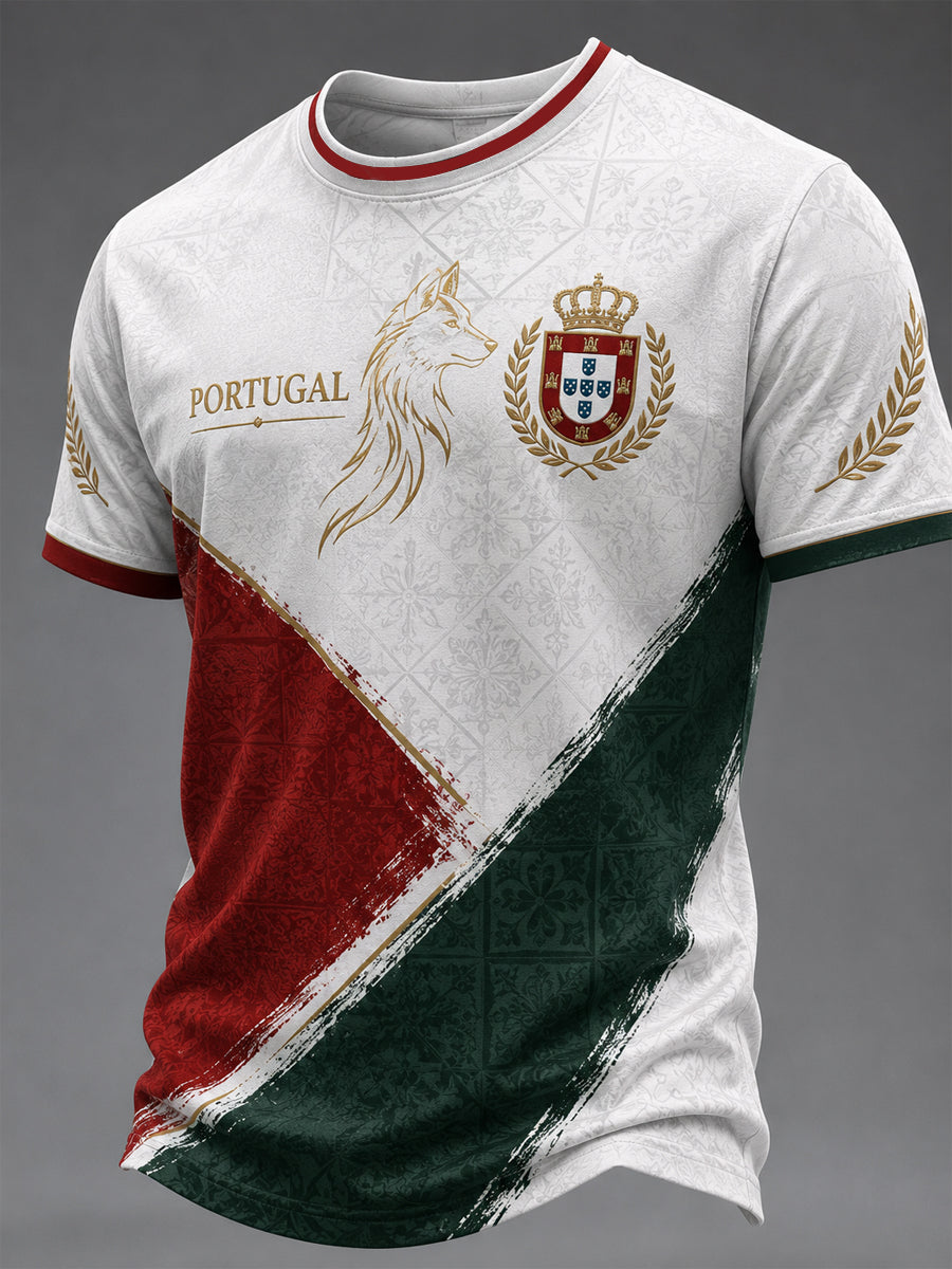Camiseta masculina estampada com futebol português