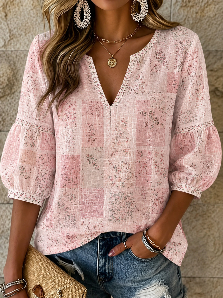 Câncer de Mama Feminina Flores Rosa Impresso Top Casual