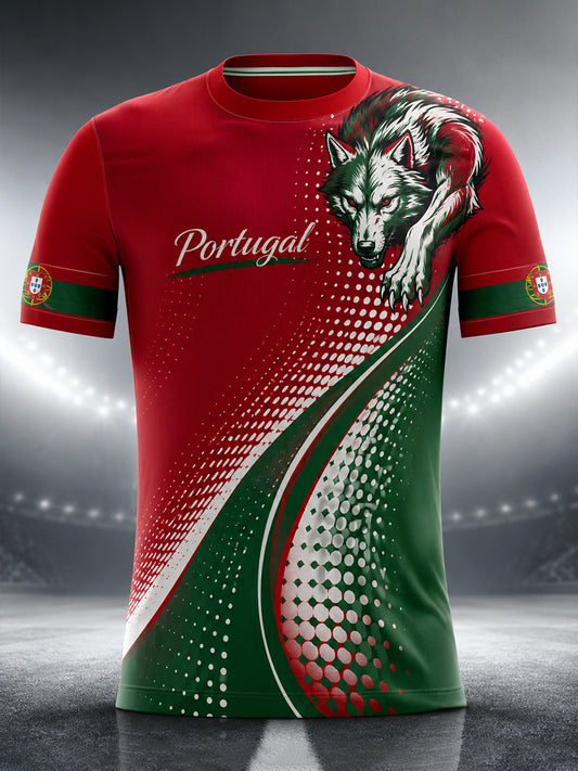 Camiseta com estampa artística de apoio à seleção portuguesa de futebol masculino