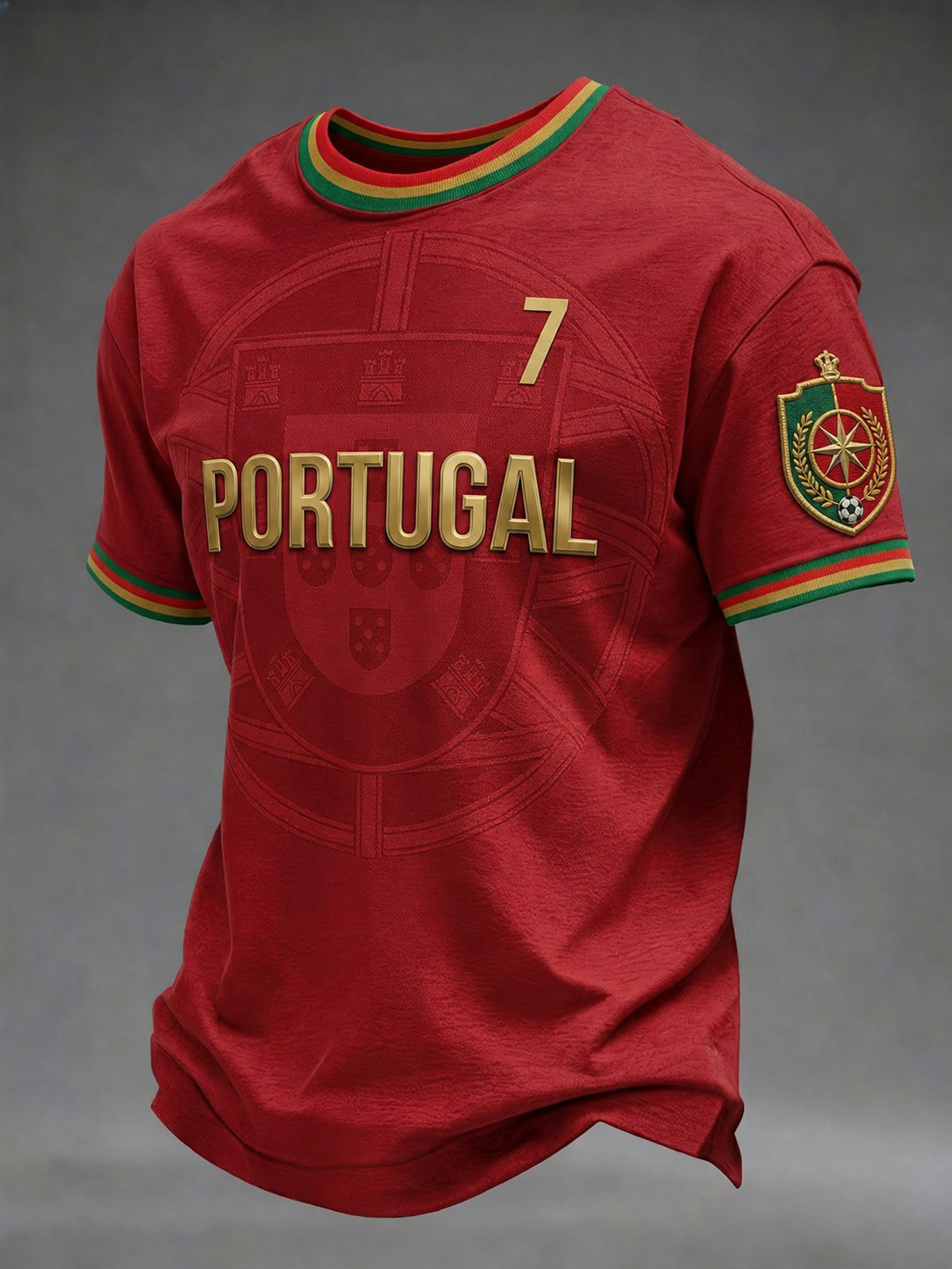 Camiseta masculina de futebol com estampa de Portugal