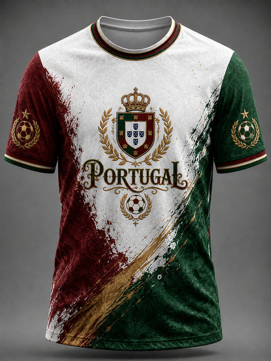 Camiseta masculina estampada com futebol português