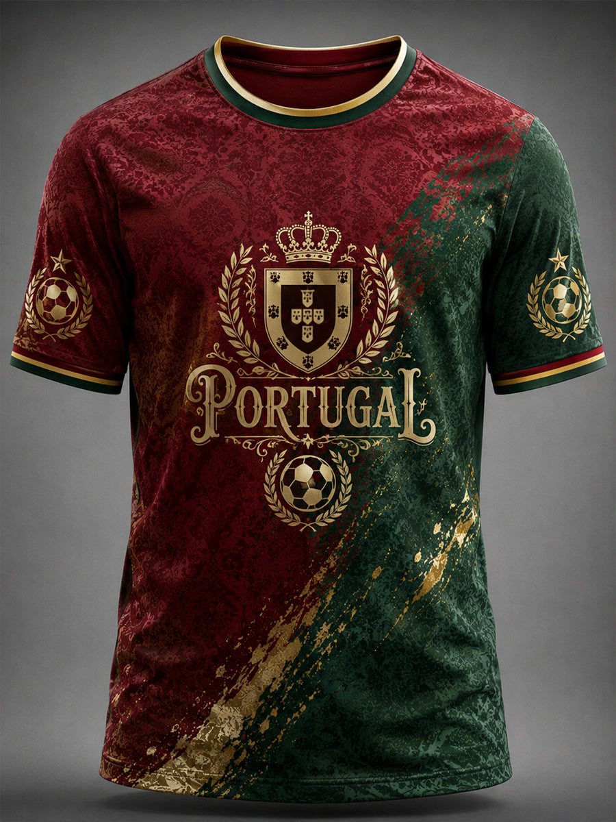 Camiseta masculina estampada com futebol português