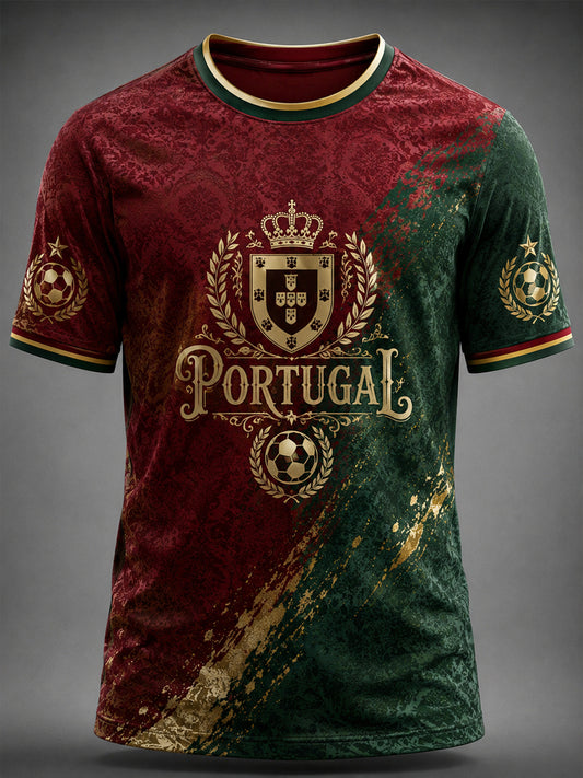 Camiseta masculina estampada com futebol português