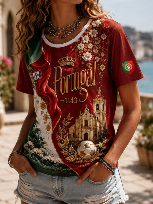 Camiseta Art Print Women's Portugal Football Match Support
