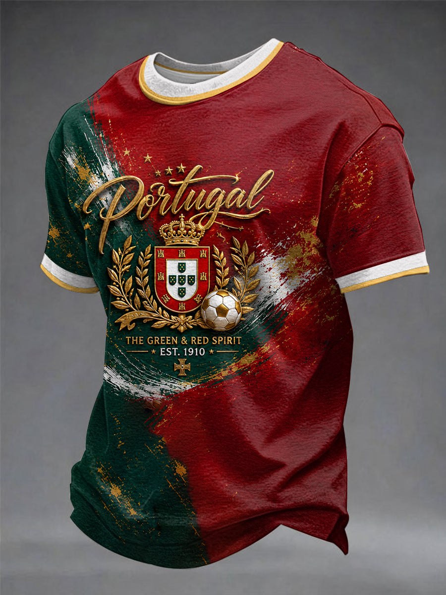 Camiseta masculina estampada com futebol português