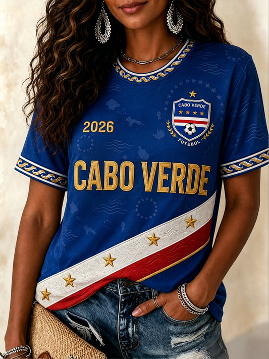Camiseta Casual Estampada para Mulheres, Presente Ideal para Fãs de Futebol