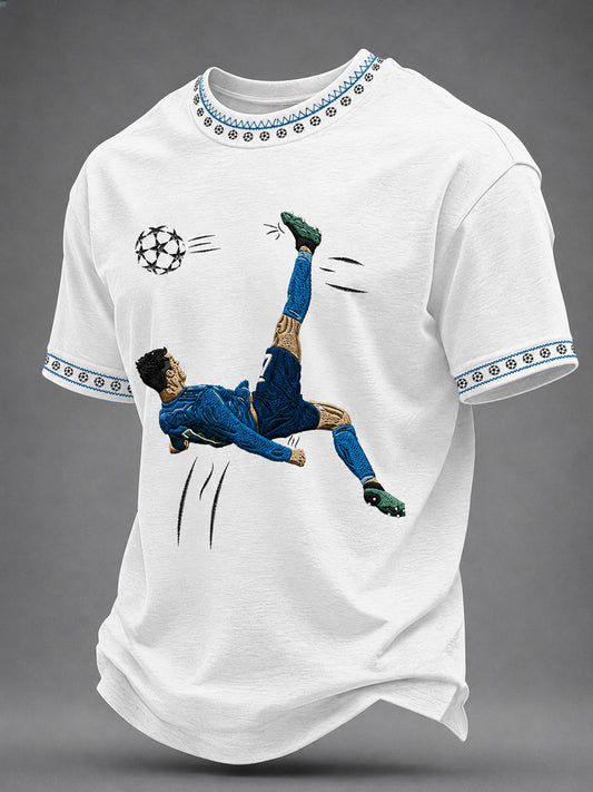 Camiseta casual estampada com jogador de futebol famoso para homens