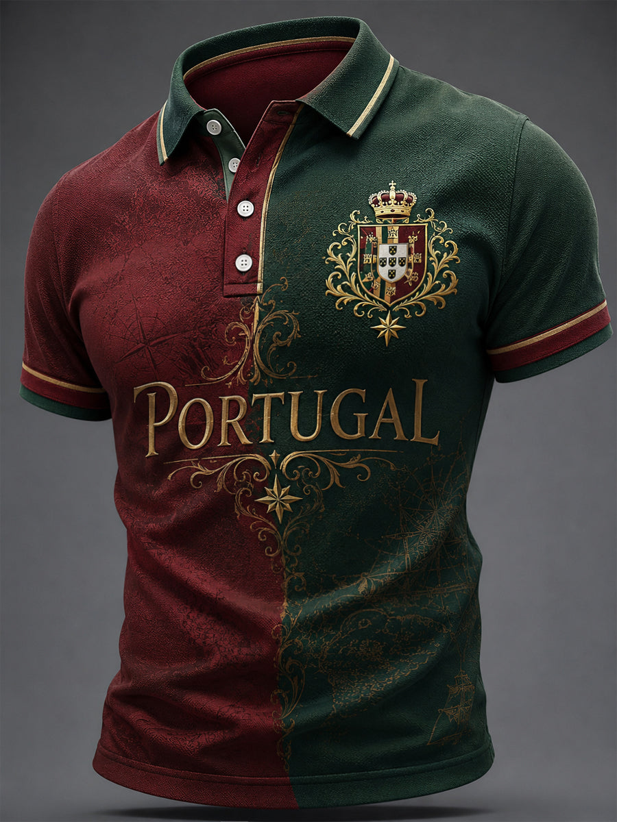 Camiseta casual masculina com estampa de futebol português