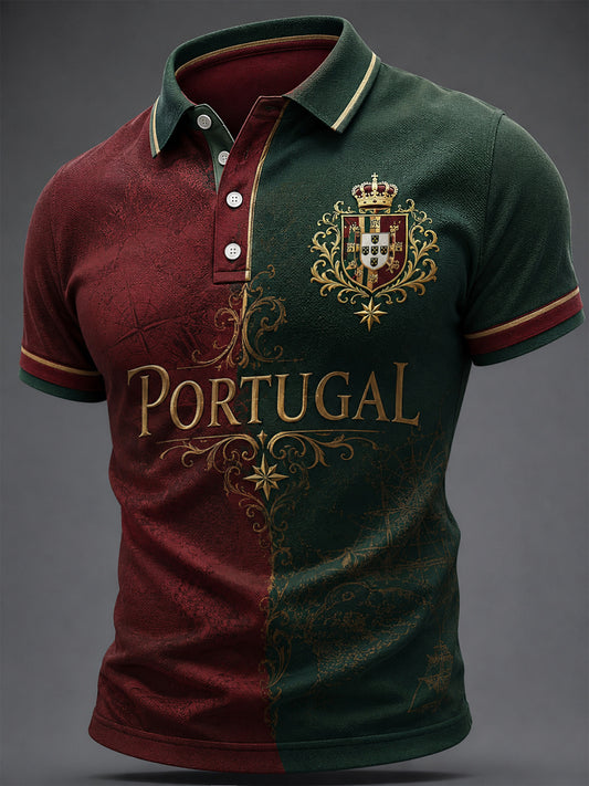 Camiseta casual masculina com estampa de futebol português