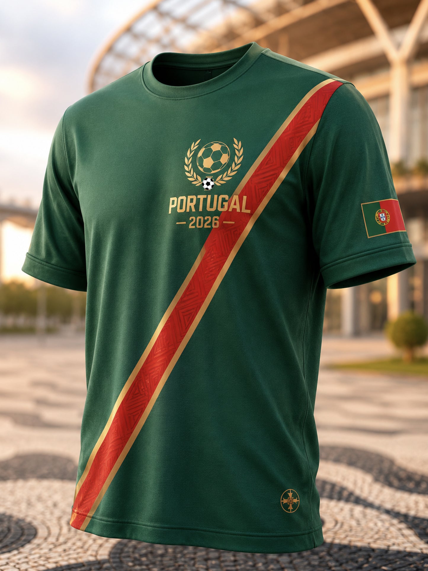 Camiseta com Estampa Artística de Torcida para Jogos de Futebol da Seleção Portuguesa Masculina