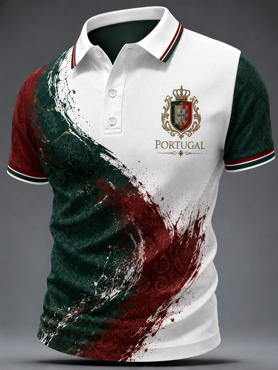 Camiseta casual masculina com estampa de futebol português