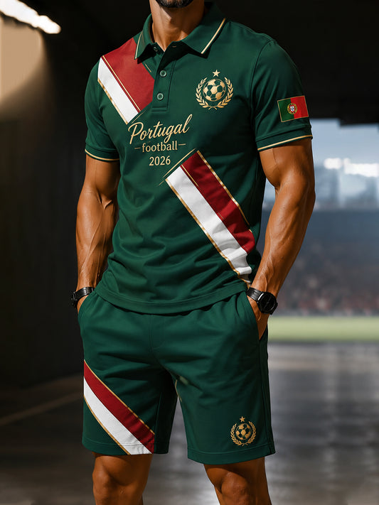 Men's Portugal Football Match Suporte Art Print Polo Suit