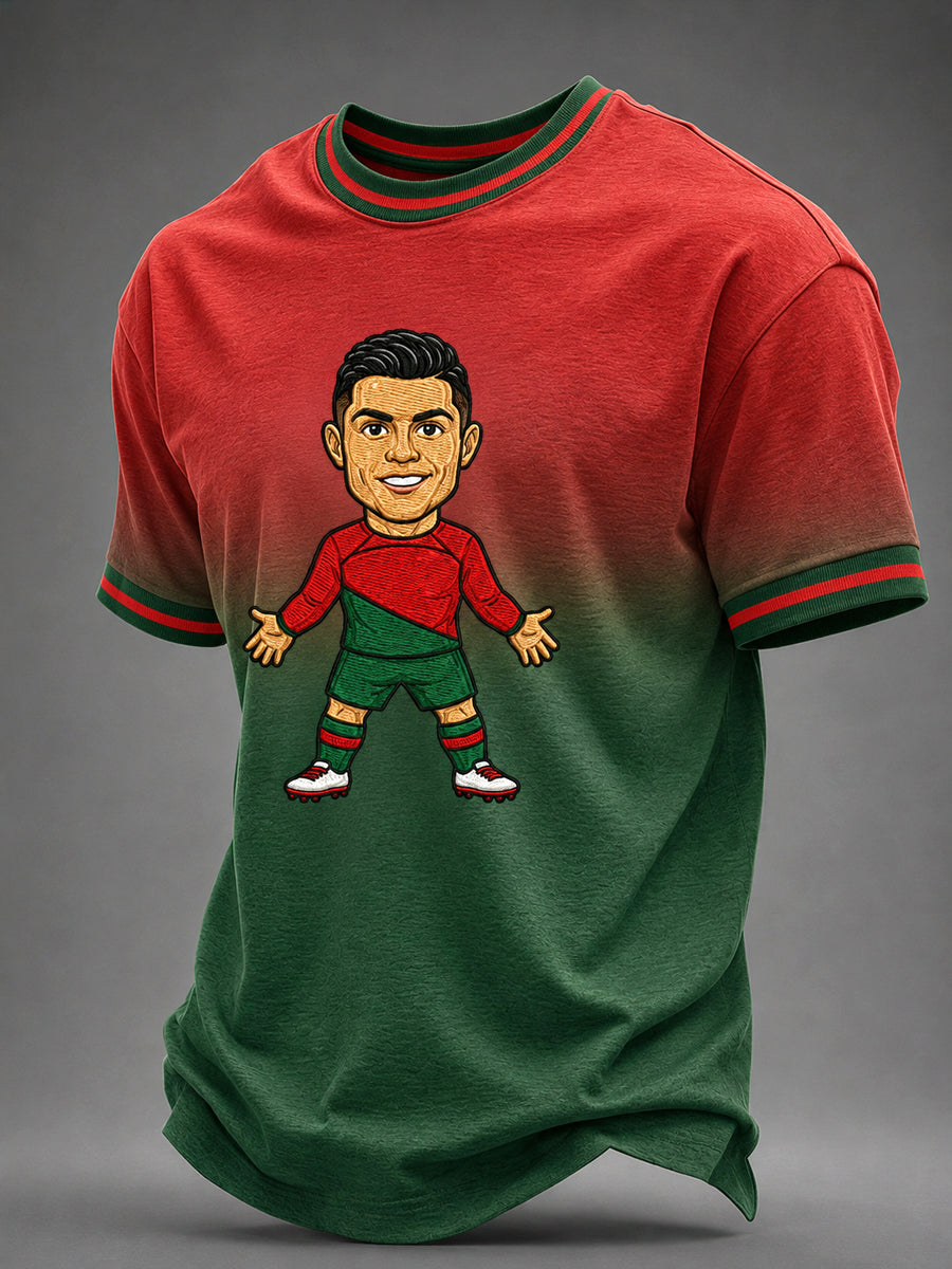 Camiseta casual estampada com jogador de futebol famoso para homens